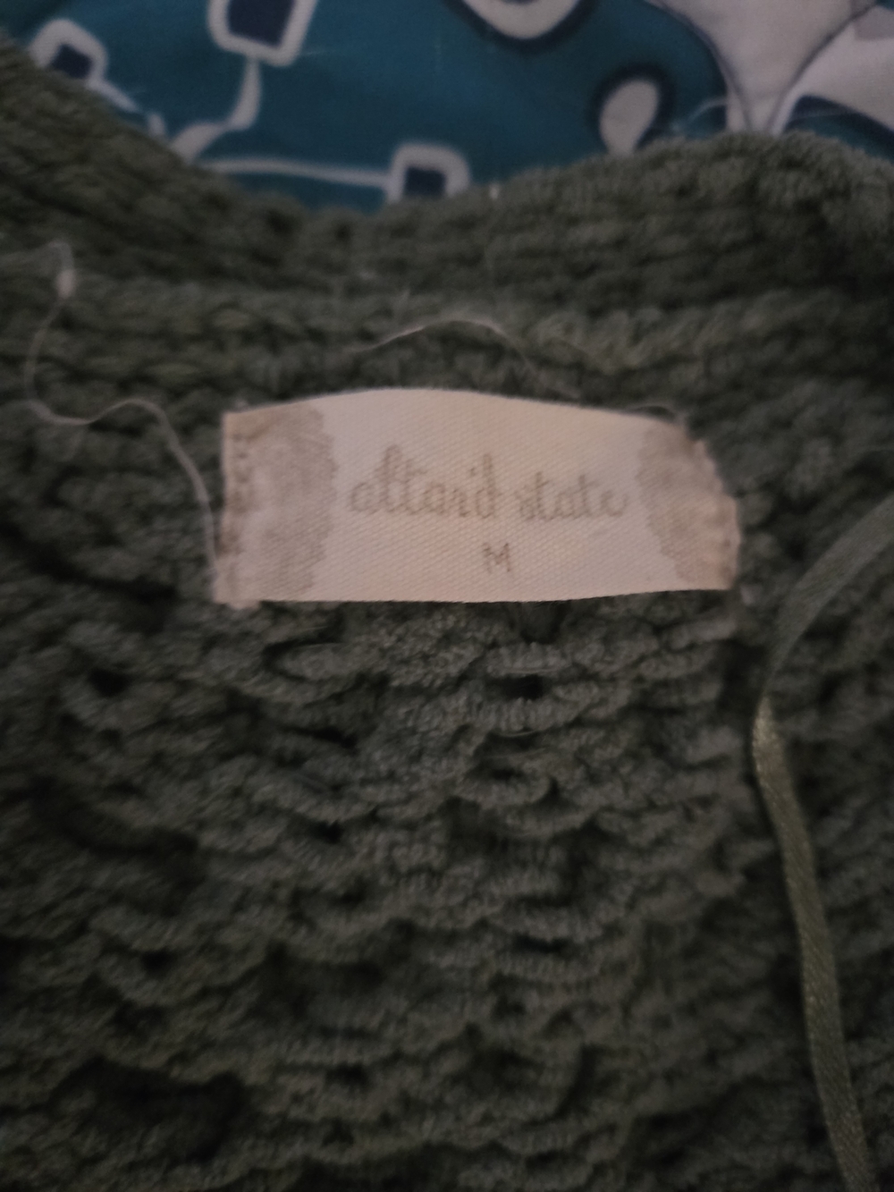 Altar'd State Olive Sage Cable Knit Open Cardigan - Picture 2 of 3